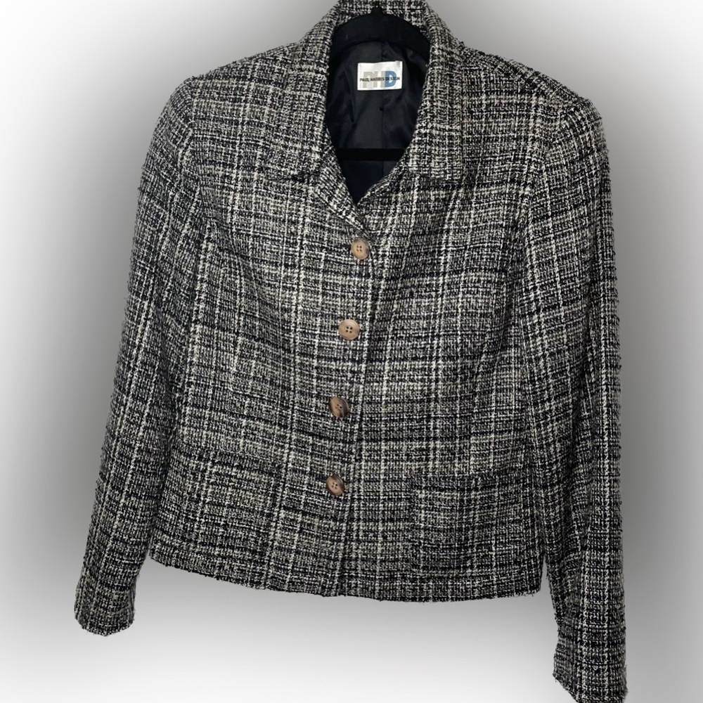 Paul Harris Design Size 10 Women’s Vintage Black White Pattern Blazer Preloved